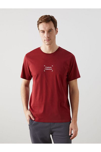 LC Waikiki Tricou pentru bărbați din bumbac pieptănat cu mânecă scurtă cu decolteu