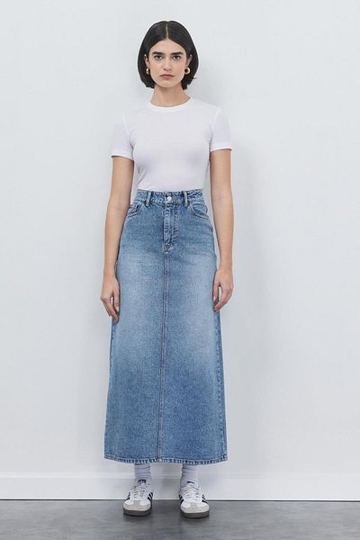 KADRİYE BAŞTÜRK Washable Denim Pencil Skirt Light Blue
