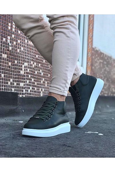 Byshoes Wagoon wg032 khaki lace-up sneakers half ankle boot