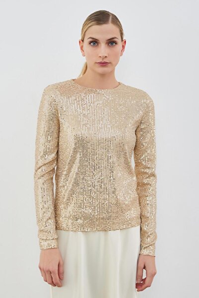 KADRİYE BAŞTÜRK Μπλούζα με παγιέτες χρυσή