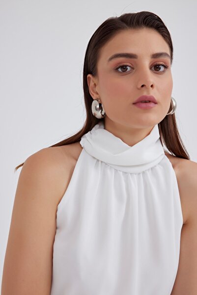 Sateen Μπλούζα με γιακά με κορδόνι