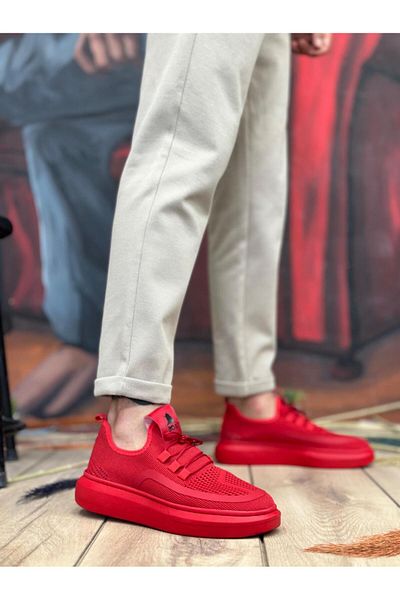 Byshoes Ba0375 Special Knitted Knitwear Style Red Color Sports Shoes