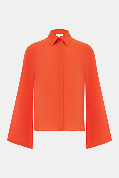 W Collection TURUNCU UZUN KOLLU BLUZ