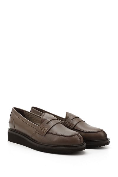 GÖNDERİ(R) Women's Mink Antique Wedge Sole Genuine Leather Loafer Shoes