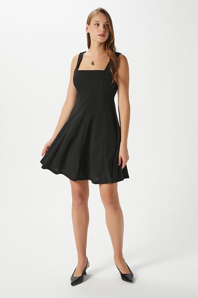 Ritnice Rochie scurtă neagră elastică Talya pentru femei 00050