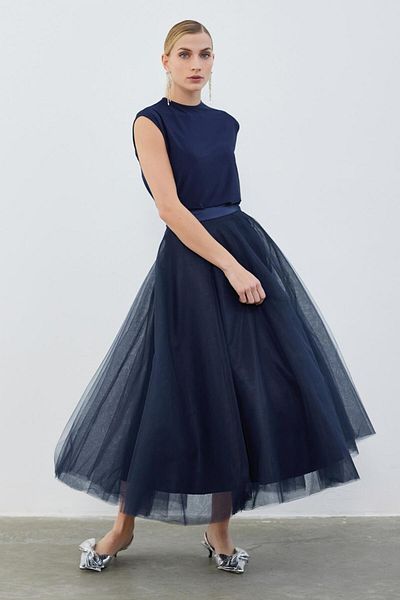KADRİYE BAŞTÜRK Royal Multi-layer Tutu Skirt Navy Blue