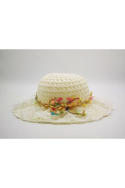 By Piera Girl's Floral Lace Straw Hat 8773