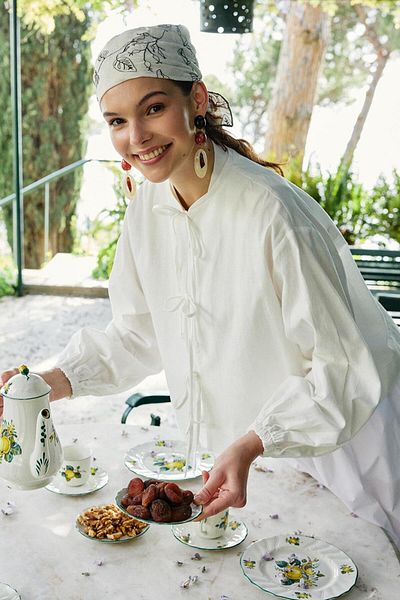 KADRİYE BAŞTÜRK Loop Tie Blouse Ecru