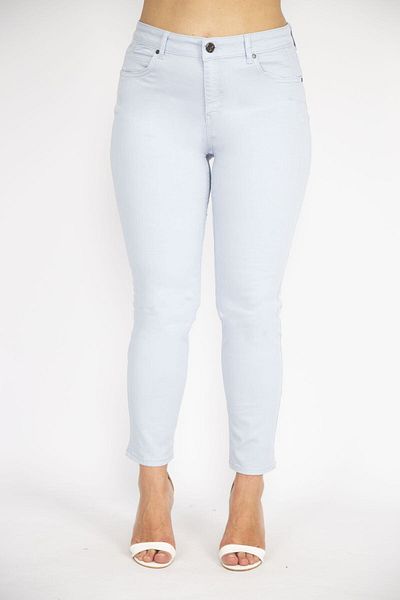 Şans Pantaloni de damă, albastru, mărime mare, cu 5 buzunare din Gabardină Lycra 65n36495