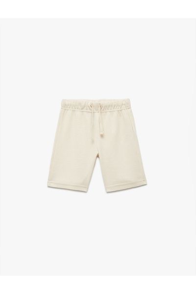 Koton New Season Textured Waist Tie Pocket Detailed Basic Shorts