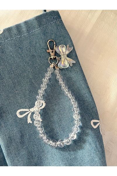 bohemian takı tasarim Transparent Beaded Bow Coquette Bag Ornament Keychain Charm