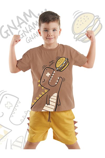 Denokids Sommer-Set aus T-Shirt und Shorts mit Dino-Muster für Jungen