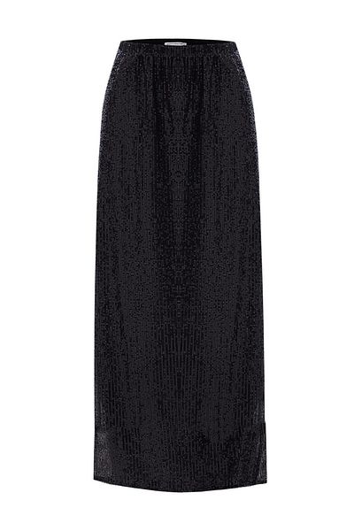 KADRİYE BAŞTÜRK Sequin Embroidered Pencil Skirt Black