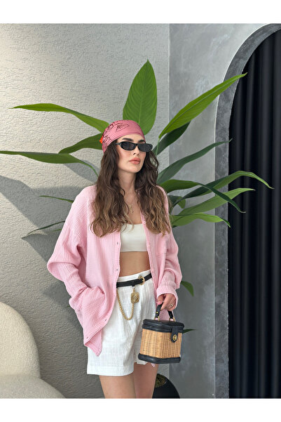 By Merve Darende Müslin Kumaş Oversize Gömlek
