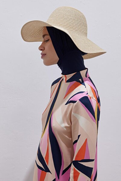 KADRİYE BAŞTÜRK Stone Color Straw Beach Hat