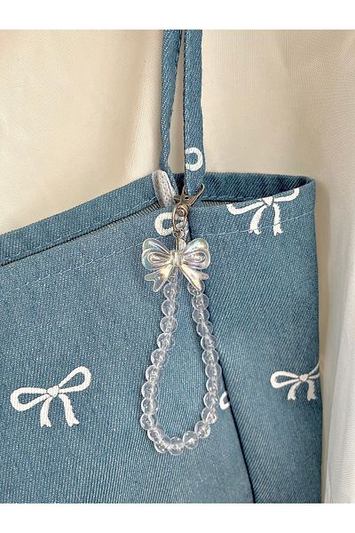 bohemian takı tasarim Transparent Beaded Bow Coquette Bag Ornament Keychain Charm