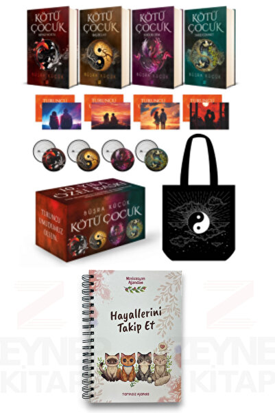 Dokuz Yayınları Kötü Çocuk Serisi(CİLTLİ-KUTULU)Bez Çanta-Rozet-Kart ve Motivasyon Ajandam Tarihsiz Ajanda Hediye