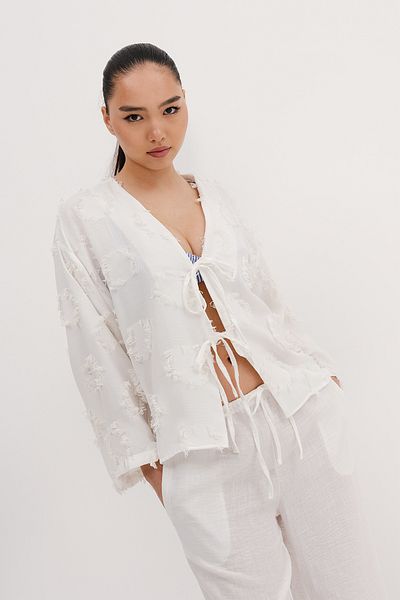 Addax Tasseled Front Tie Cardigan H7012-Z8