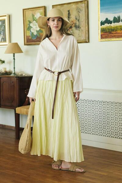 KADRİYE BAŞTÜRK Nora Piliseli Etek Limon Sarısı