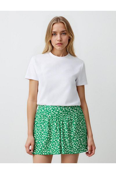 Jimmy Key Green Normal Waist Floral Patterned Knitted Mini Skirt
