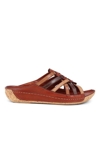 İNZE AYAKKABI Multicolored Genuine Leather Slippers - Model Name: Nalia