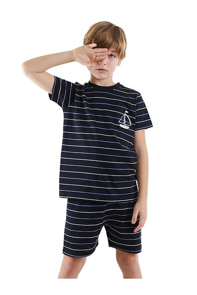 Denokids Sailing Boy's Striped Pajama Suit