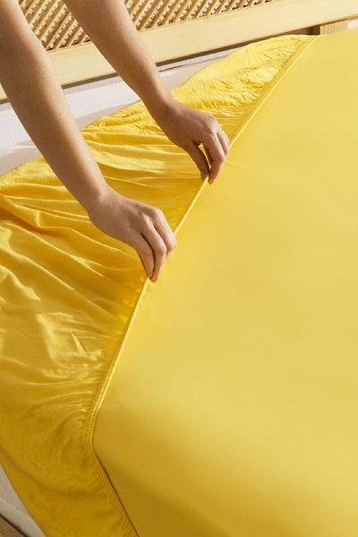 Karaca Home Combed Cotton Double 100% Cotton Fitted Sheet Yellow