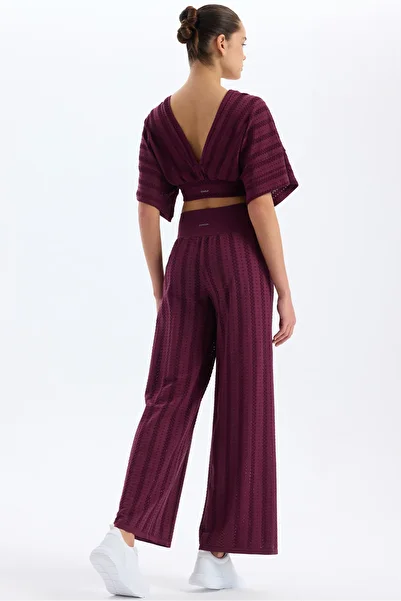 COMEUP Jacquard Hole Patterned Shorts and Trousers Plum