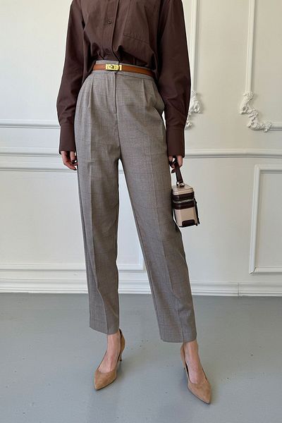 MAGARDE Plaid Pattern Carrot Pants