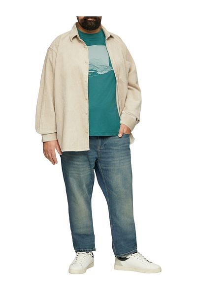 s.Oliver Big Sizes Men's Big Size Cotton Crew Neck T-shirt With Graphic Print And Regular Fit Cut