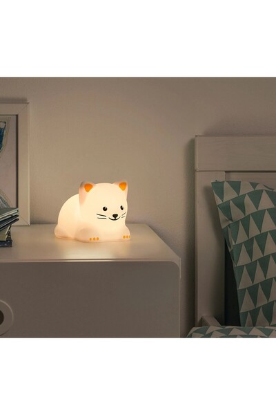 IKEA Kaliteli Çocuk Masa Lambası Uzunluk 14 Cm Gece Lambası Beyaz Küçük Kedi ...