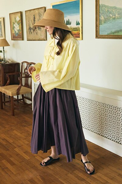 KADRİYE BAŞTÜRK Fusta Tali Voile Fragmented Prune