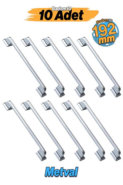 Badem10 Mâner Ocean 10 buc (192 mm-19,2 cm) sertar pentru mobilier din metal dulap de bucătărie dulap dulap mâner mâner