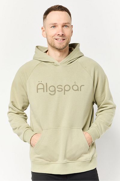 Algspar Men Brand Logo Long Sleeves Hoodie, Light Olive