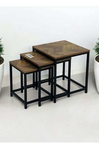 GENERAL A coffee table set, perfect for the living room and reception area, brown, set of two