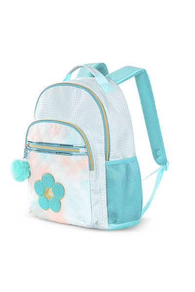 Eazy Kids مجموعة من 4 حقائب ظهر مقاس 18 بوصة مع سماعة رأس بتقنية البلوتوث، وحقيبة غداء، وحافظة أقلام - لون أخضر فلورا
