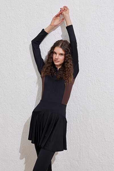 KADRİYE BAŞTÜRK Black Long Sleeve Swimsuit - Color Block