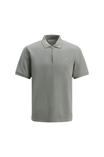 Jack & Jones Zipper Detailed Polo Collar Gray Men's T-Shirt-12279177