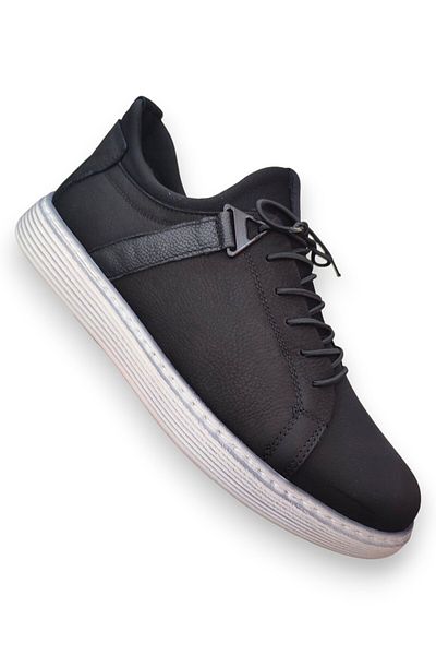 BİRKAN Birkan 705 Black Orthopedic Genuine Leather Lightweight Comfortable Men's Casual Shoes