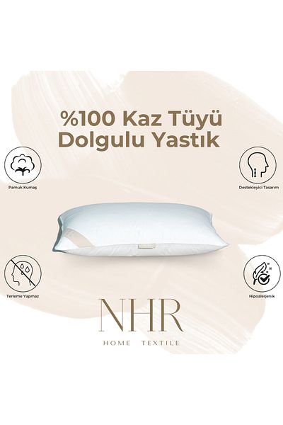 NHR 100% Goose down Filling, 70% Gıdik Antibacterial, Sleeping Pillow / 50X70 1000Gr / 1 Piece