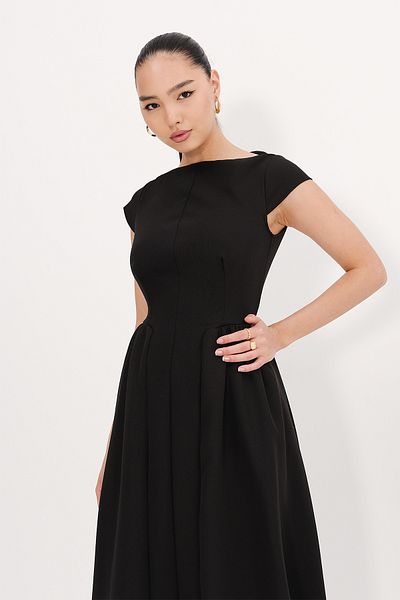 Addax Back Low-Cut Midi Dress E13945-Dk13