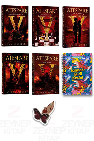 İndigo Kitap Ateşpare Serisi 5 Kitap Set(KARTONKAPAK)Özel Tasarım Hareketli Kelebek Ayraç Hediye