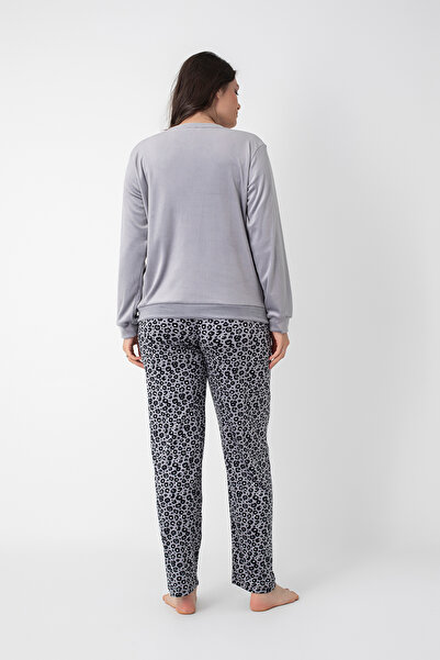 DOFİ Kadın Leopar Desenli Süper Soft Pijama Takımı