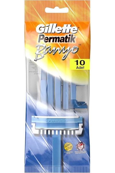 Gillette Permatic Bath Disposable Men's Razor Blades 10 Pieces - Teeth Whitening Foam Gift