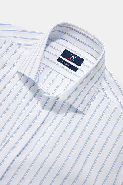 W Collection قميص أبيض مخطط بأكمام طويلة