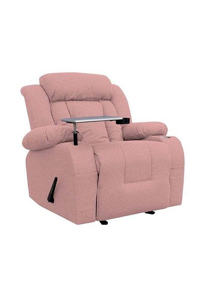Lazy Vibes MNZ5_Plus| Linen Rocking & Rotating Recliner Chair with Laptop Table & Cups Holder
