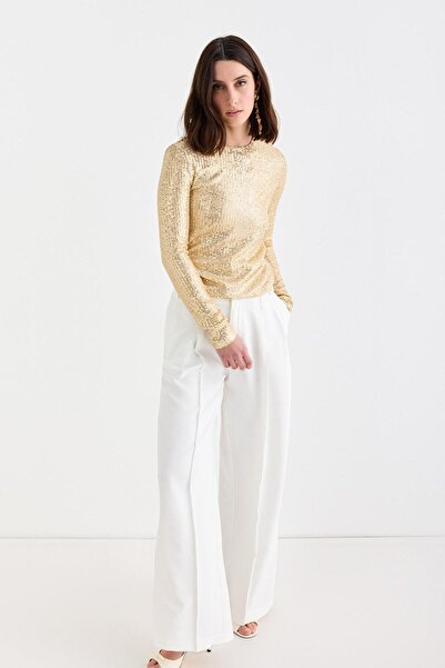KADRİYE BAŞTÜRK Μπλούζα με παγιέτες χρυσή