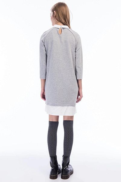 BEBE PLUS Rochie tricotată pentru femei pentru bebeluși cu detaliu din popelin pe guler și tiv