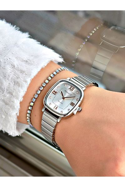 Ferrucci Silver Color Square Roman Numeral Model Guaranteed Women's Wristwatch + Bracelet