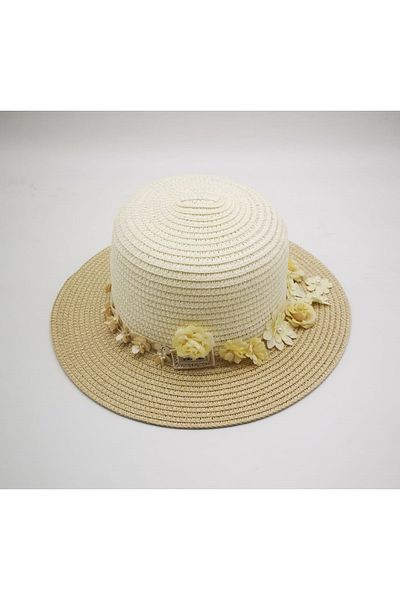 By Piera Girl's Floral Design Straw Hat 8782